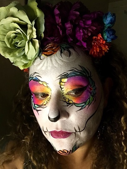 #diadelosmuertos #sugar #skull #snappyfacepainting #peacock #day of the dead